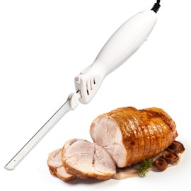 COOK WITH COLOR Electric Knife 100W, Two Blades for Versatile Cutting, Precision and Convenience for Your Kitchen, 2.2 x 2.2 x 16.9 Inches, Cream