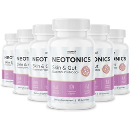 Neotonics Skin and Gut Gummies - 100% Natural Probiotic Gummies, Chewable Probiotics for Digestive Health & Skin Health, Daily Probiotics for Women & Men - Apple Flavor, 30 Gummies, 6 Month Supply