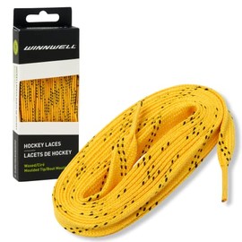 Winnwell Waxed Hockey Skate Laces - Ice Hockey & Roller Blade Skates Laces, Multiple Lace (Yellow/Black, 72")