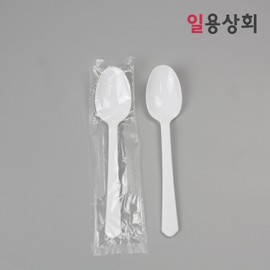 Disposable Spoon CI 176mm Row Individually Packed 100 Pieces White / 일회용 숟가락 CI 176mm 줄줄이 개별포장 100개 백색