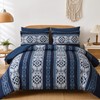 Anibedding Navy Blue Comforter Set Queen Size,7 Pieces Boho Bed