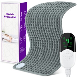 SKYAYA Electric Heat Pad Heating Pad for Back Shoulder Neck, Fast Heated Pad Electric with 9 Heat Level and 4 Timer Setting, Small Electric Blanket Auto Shut Off and Machine Washable, 30 x 60 cm, Grey
