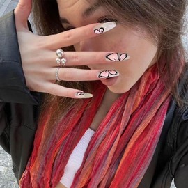 BUKBUVLO Long Press On Nails 24pcs,French Butterfly Nail Tips,False Fake Nails With Design Fashion Exquisite For Women And Girls Nail Kit Salon (Fairy Butterfly)