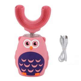 U Shaped Electric Toothbrush Ultrasonic Automatic USB Charging Cute Whole Mouth Toothbrush for Kids Pink