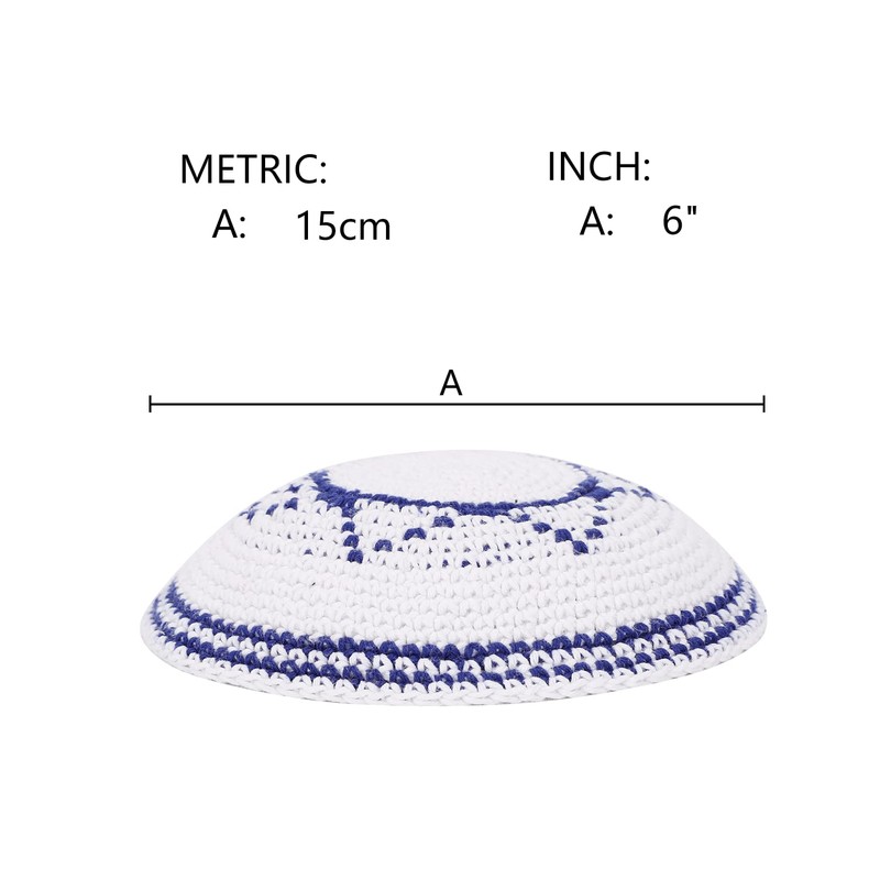 BRTAGG Star of David Kippah, 100% Cotton, White And Blue
