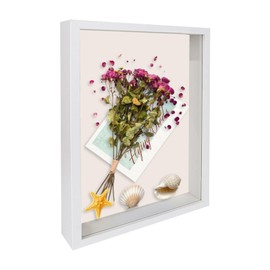 CTDMJ® 3D Shadow Box A4 Frame 23x32cm Deep Wooden Display for Tabletop or Wall - White 4.5CM