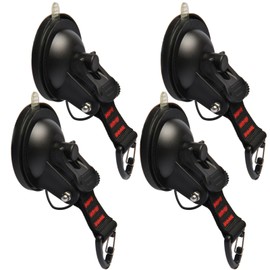 Heavy Duty Suction Cups Anchor with Hooks, Suction Cup Camping Tie Downs with Securing Hook ，Outdoor Strong Suction Cup Wall Anchor for RV Boat Window Camping Tarp Accessory,Car Side Awning(4 pcs)