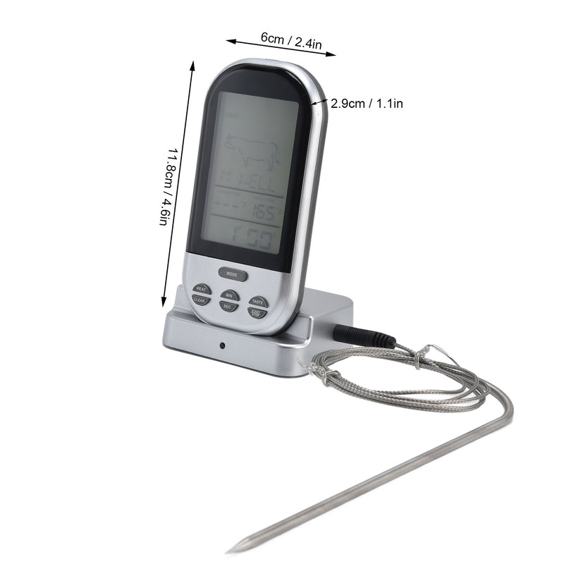 Wireless Thermometer Timer Overtime Alarm Function Practical Temperature Meter for