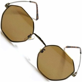 FashionBerry 99% UV Protection Lenses, Octagon Sunglasses, Color Lenses, Eye Friendly, No Fatigue, UV Protection, Fashion Glasses, Unisex, Lightweight, Small Face Effect, Antique gold × brown