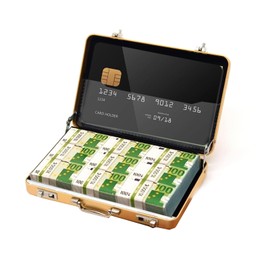 Money Case as a Money Gift, Mini Briefcase Made of Aluminium with Snap Closure, Money Gift Packaging or for Vouchers, Money Case Creative Gifts, Suitable for Wedding Gifts (Gold)