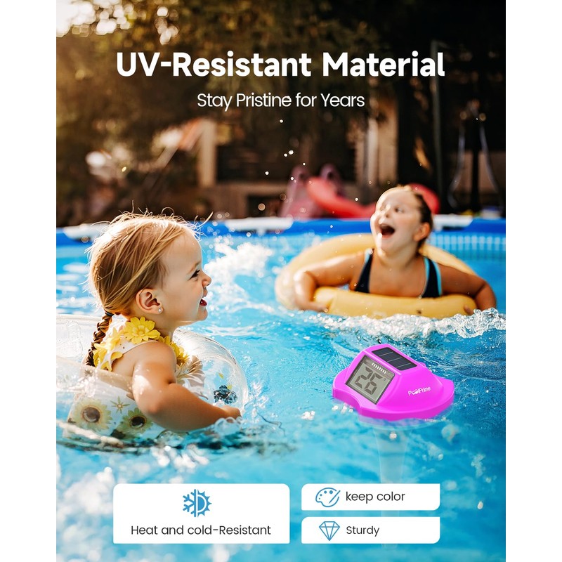 Pool Thermometer Floating Easy Read with Dual Jumbo-Sized Screens, Solar