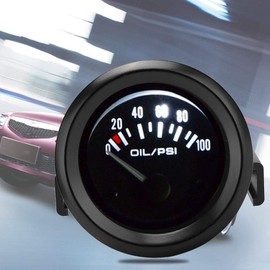 Suuonee Oil Pressure Gauge,52mm/2in 12V Universal Car Electromagnetic Oil Pressure Gauge Indicator Auto Modified Meter