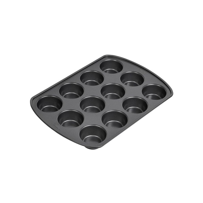 Wilton Gold Non-Stick 12 -Cup Muffin Pan, Stainless Steel Bakeware,