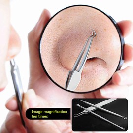 9 PCS Blackhead Remover Comedone Extractor, Curved Blackhead Tweezers Kit, Professional Stainless Pimple Acne Blemish Removal Tools Kit
