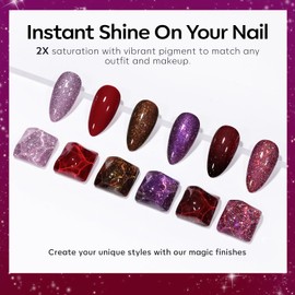 Modelones Glitter Gel Nail Polish 6 Colors Red Purple Brown Glitter Gel Nail Polish Set Burgundy Sparkle Shimmer Gel Polish Kit Soak Off UV Nail Art DIY Salon Gifts For Women Girl