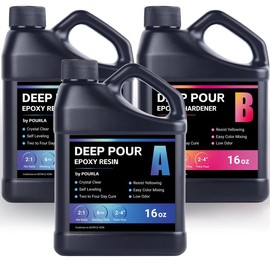 POURLA 2:1 Deep Pour Epoxy Resin, Up to 4 Inches Thick Pour Resin, Ultra Glossy Low Viscosity Resina Epoxy for River Table, Woodworking, and Crafts - Size: 48 fl.oz