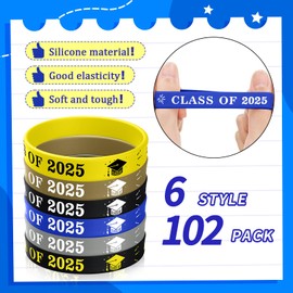 HBYDO 36 Pack Class of 2025 Silicone Wristband, Rubber Celebrating Graduation Bracelets Bulk for Students Teachers, Graduation Gifts Bulk for Party Favors Supplies School Events