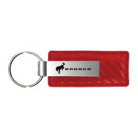 Au-TOMOTIVE GOLD, INC. Key Chain Key Ring Compatible with Ford Bronco 2020 Red Carbon Fiber Leather Key Fob