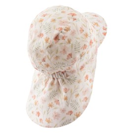 Sterntaler Peaked Cap Neck Floral – Girls' Cotton Hat with Flowers – Baby and Children's Summer Hat with Batiste Lining (Organic) – Headpiece with Comfortable Elastic Band at the Neck, ecru, 53