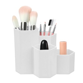 TaimeiMao Plastic Pencil Box, Hexagonal Pen Holder White, Stationery Pen Holder Box, Pencil Organiser White, Multifunctional Pen Holder for Home/School/Office Organiser Stationery