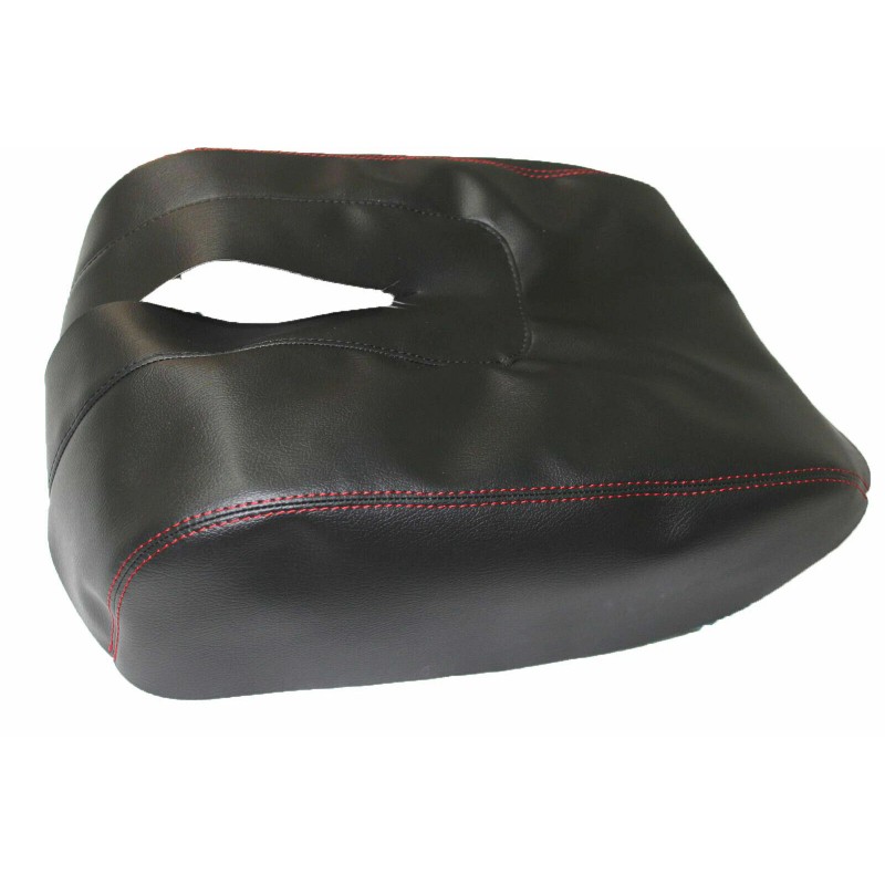 Kar Designers Black w/Red Stitching Leather Center Console Lid Cover