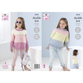 King Cole 5376 Knitting Pattern Childrens Easy Knit Sweater and Hoodie in Cotton Top DK