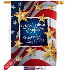Fourth of July Independence Since 1776 Garden House Flags Kit Patriotic Day Fireworks BBQ United State American Small Decorative Gift Yard Banner Double-Sided Made in USA 28 X 40