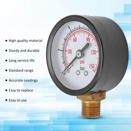 Mechanical pressure gauge G1/4 inch thread 0 - 150 psi / 10 bar diameter dial lower mounting water air oil gas pressure gauge