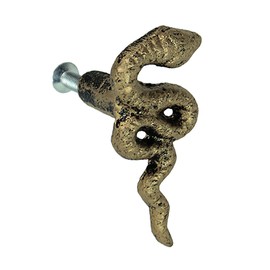 Antique Gold Cast Iron Gothic Snake Drawer Pulls – 6-Piece Set, 2.25" Long, 1" High, Serpentine Design for Cabinets, Drawers, and Goth Decor