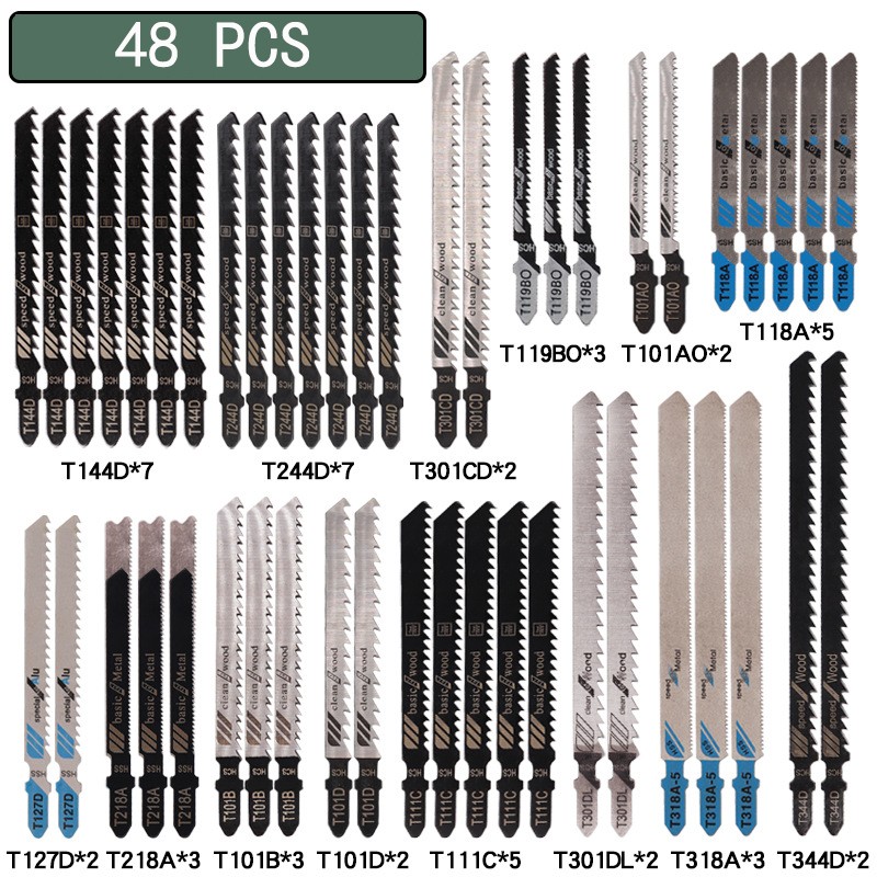 T-Shank Jigsaw Blades for Wood, Metal & Plastic Cutting –