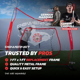 PowerNet Metal Frame for Baseball & Softball Net, 7x7 FT Replacement Frame ONLY, Golf Practice Net, Bow Style with Fiberglass Poles, Fits PowerNet 7'x7' Training Screens