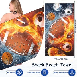 ZPSOSPZ Football Beach Towel, American Football Rugby Beach Towel, Microfibre Quick-drying Bath Towel for Bathroom Pool Camping Trips, 75 * 150cm
