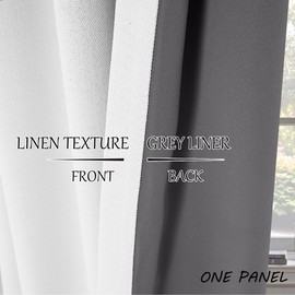 StangH Blackout Curtains 108 inches Long for Living Room, Two-Layer Faux Linen Thermal Insulated Curtains, Back Tab Thick Noise Reducing Drapes for Bedroom, Oyster White, W50xL108, 1 Panel