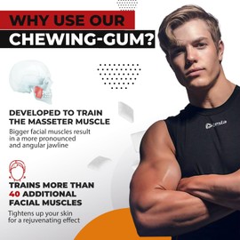 JAWLINER Fitness Chewing Gum (2 months pack) Jawline Gum - Sugar Free Gum - Cinnamon Honey Gum - Double Chin Reducer - Jawline Exerciser For Mewing And Shapen The Jaw - 15x Harder Than Regular Gum
