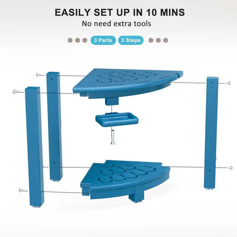 nalone Corner Shower Stool, HDPE Shower Bench for Inside Shower,
