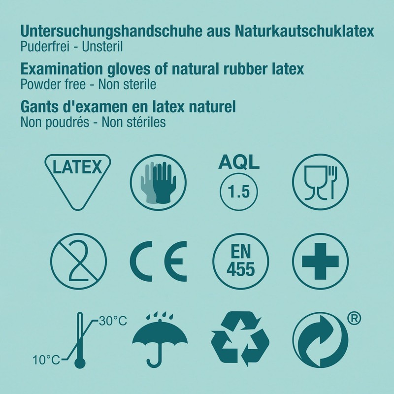 Pack of 100 Disposable Latex Examination Gloves in Dispenser Box