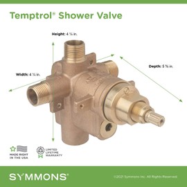 Symmons S262XBODY Temptrol Pressure-Balancing Tub/Shower Valve with VersaFlex Integral Diverter and EasyService Stops, Brass