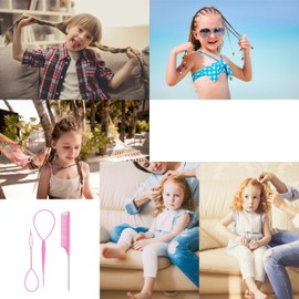 3 Piece Hair Braiding Tool Kit Professional Hair Styling Set for Perfect Braids, Includes Hook, Comb, Clips, and Accessories Ideal for Beginners and Expert (Pink)