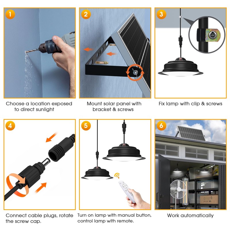 Malitupy Solar Pendant Lights Indoor Outdoor 2 Pack, Daytime Dimmable