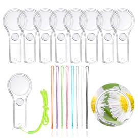 48Pcs Magnifying Glass for Kids Plastic Magnifier 5X Mini Hand Lens with 48 Lanyards for Science Class Reading Party Outdoor Observation Activity IRCHLYN