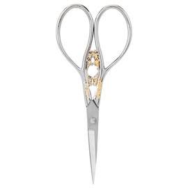 Vintage European Classical Scissors, ASHATA Retro Antique Plum Blossom Needlework Tailor Scissors Stainless Steel Scissors for Cross Stitch, Embroidery, Sewing, Handcraft(Silver with Gold Pattern)
