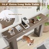 Depeht 63" Long Entryway Console Table, Wooden Farmhouse Sofa Behind