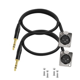 Jozzai D Type Premium XLR Pass Through Cable 1.6FT, 2 Pack, 1/4 Inches TRS Male to XLR Female, for Stage Box, Patch Panel, Floor Box.