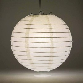 Quasimoon 12" White Round Paper Lantern, Even Ribbing, Hanging Decoration