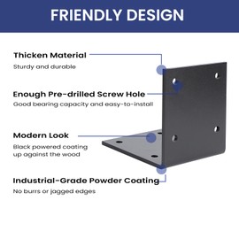 2PCS 6x5'' Heavy Duty Steel Corner Brackets, 0.22'' Thick, Load 300lb, 90 Degree, L Shape Plate, Ideal for Wood 6x6, 8x8 Lumber, in Truss Framing Countertop Fireplace Mantel Support
