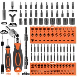 BTEC Ratcheting Screwdriver Set 68 in 1 Socket Set & Magnetic Screwdriver Bit Set with Rotatable Ratchet Handles,extensions bar and Storage Case for Computer/Bike/Car/Electronics Maintenance