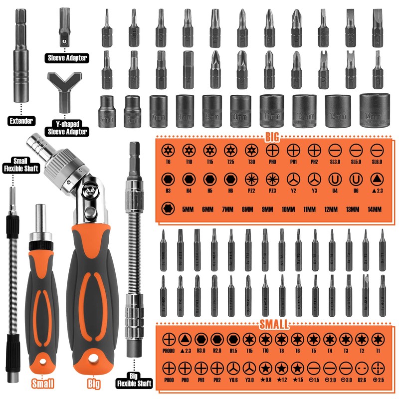 BTEC Ratcheting Screwdriver Set 68 in 1 Socket Set &