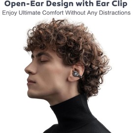 Clip-on Earbuds,Open Ear Wireless Bluetooth 5.4 Earbuds, Lightweiht Open Ear Headphones 30H Long Battery,Sweatproof Air Conduction Earphones for Sport Workouts, Black