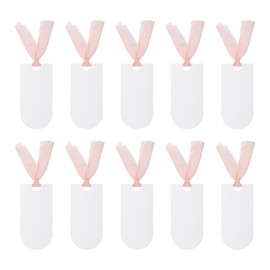 PATIKIL Place Cards for Table Setting 3.5" x 1.8", 10 Pcs Acrylic Name Cards with Ribbon for Wedding Banquets Events Table Setting Reserved Signs Party Supplies, Style a White