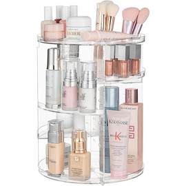 360° Rotating Makeup Organizer Skincare Organizers Adjustable Cosmetic Storage Spinning Holder Carousel Large Capacity Revolving Perfume Organizer Racks for Vanity - Color: Clear